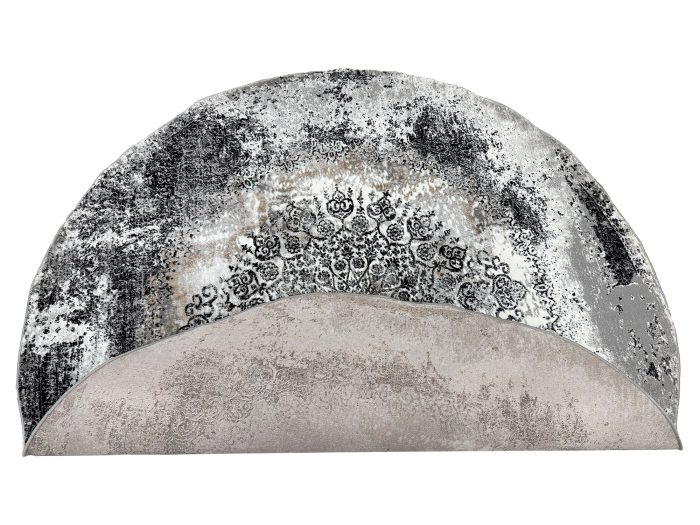 Machine Made Grey Round Carpet